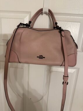 Coach Pink Pebbled Leather Satchel with Gunmetal Hardware